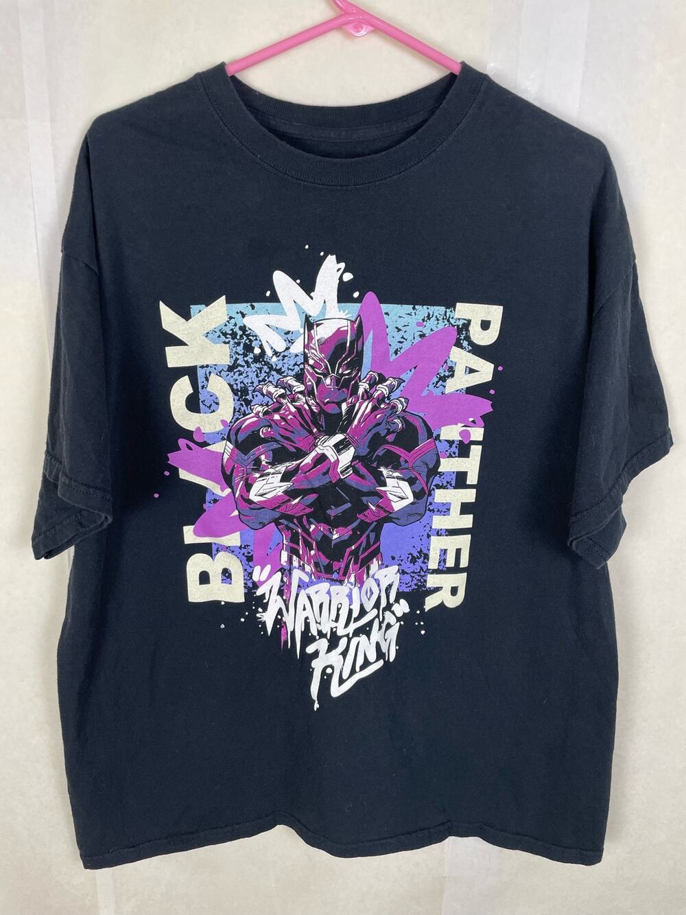 Black Panther Avengers Warrior King Graphic Short Sleeve Black Tshirt Size Large
